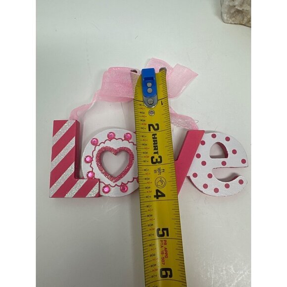 Valentines Pink Love Mini Sign 5 Inch Rhinestones Tiered Tray Decor Pink Love - Picture 8 of 10